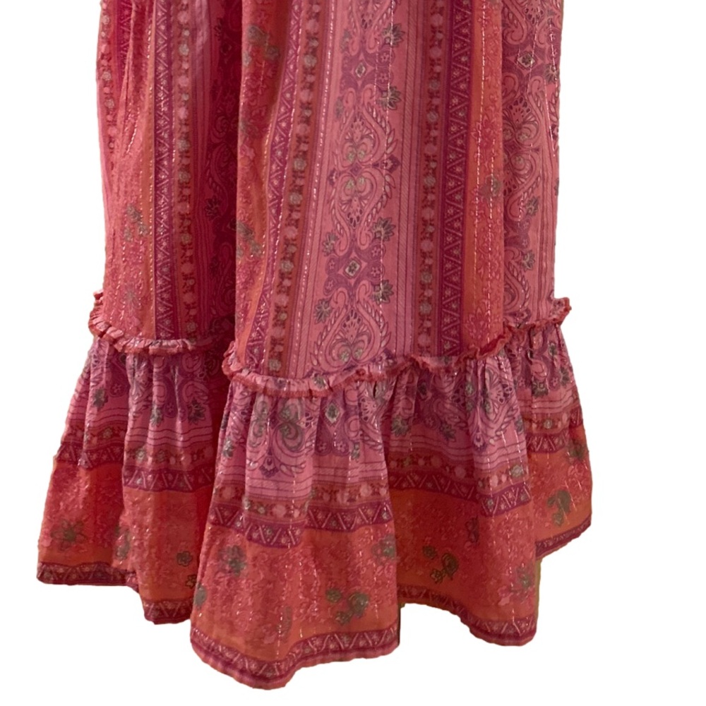 Size 7 Justice Pink Floral Paisley Print Full Length Lined Halter Maxi Dress - Picture 6 of 15